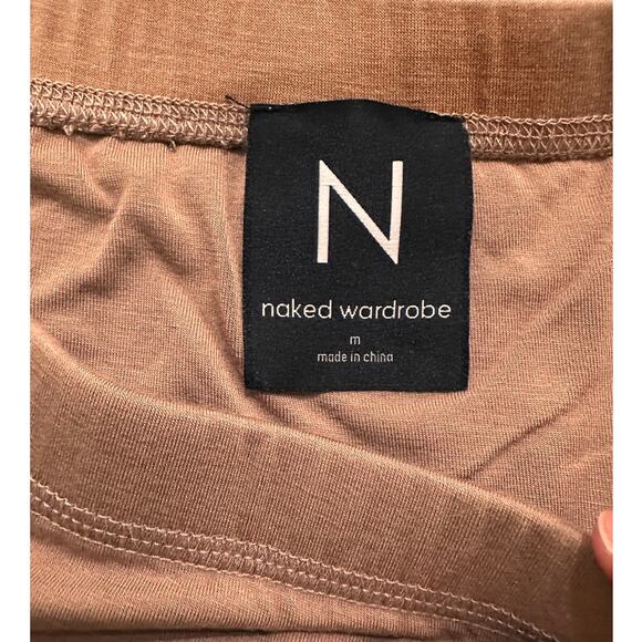 Naked Wardrobe Mocha Brown Straight Midi Bodycon Skirt Minimalist, M Like New - Picture 2 of 7